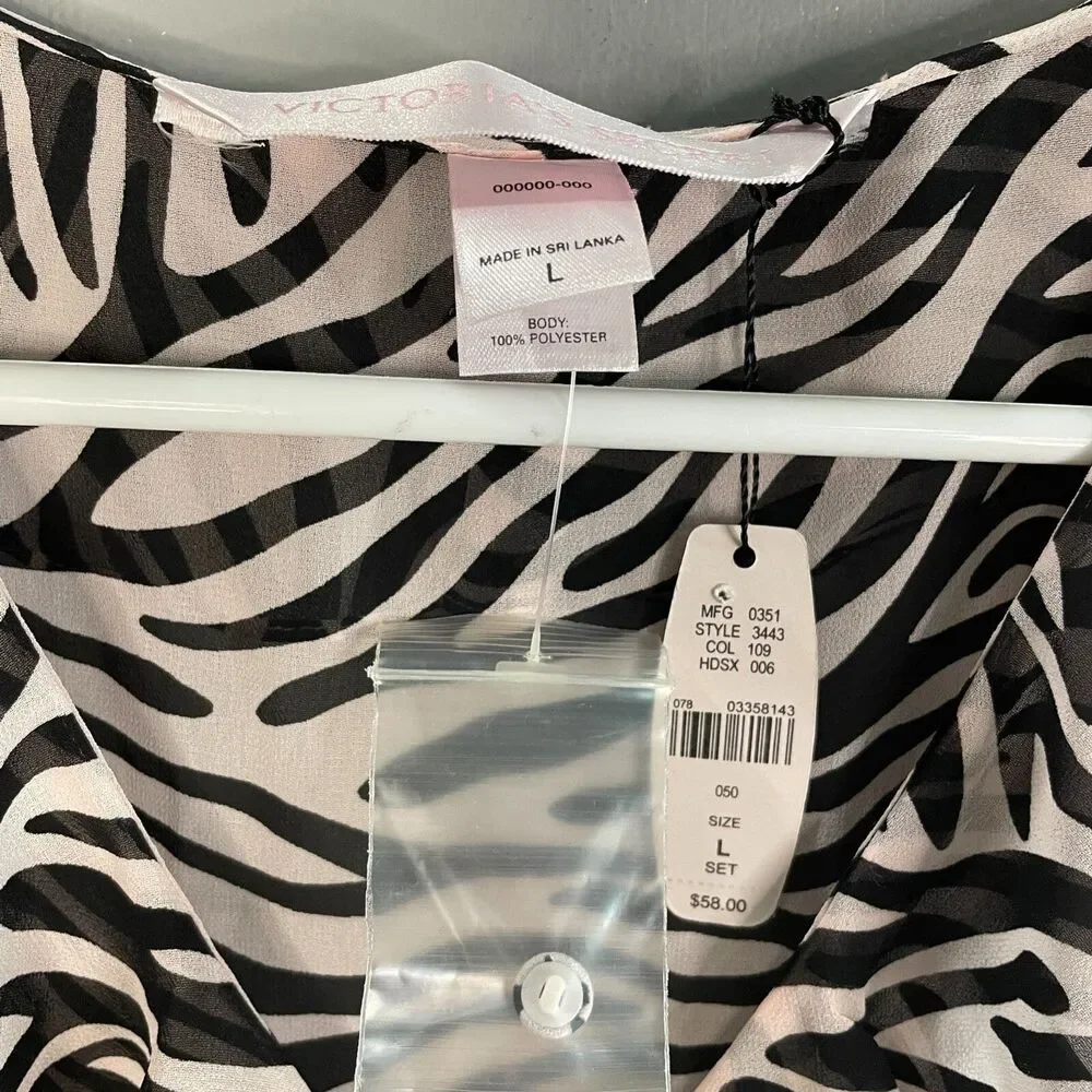 Victoria's Secret Womens L Short Sleeve Ruffled V Neck Sheer Top **READ**